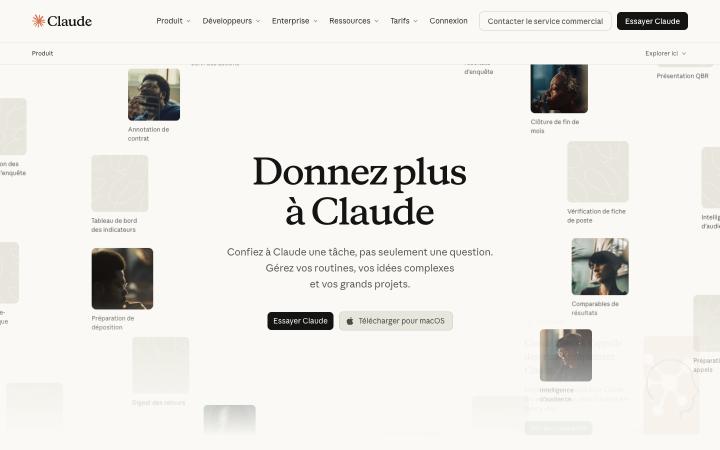 Aperçu du site de Claude