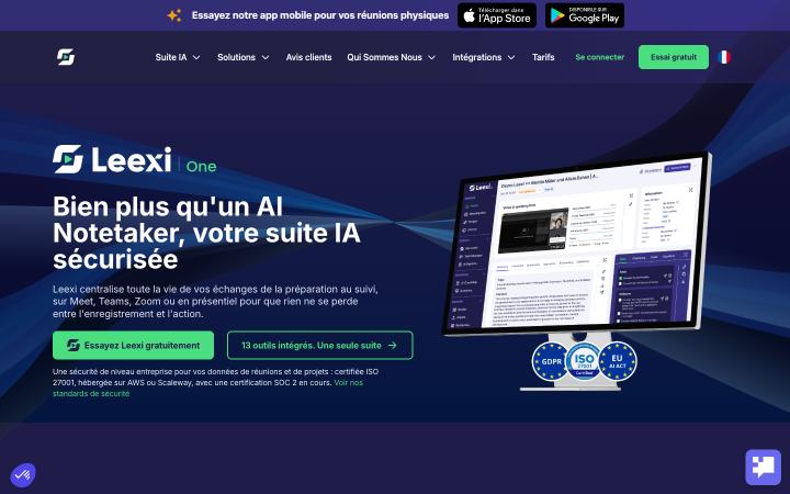 Aperçu du site de Leexi