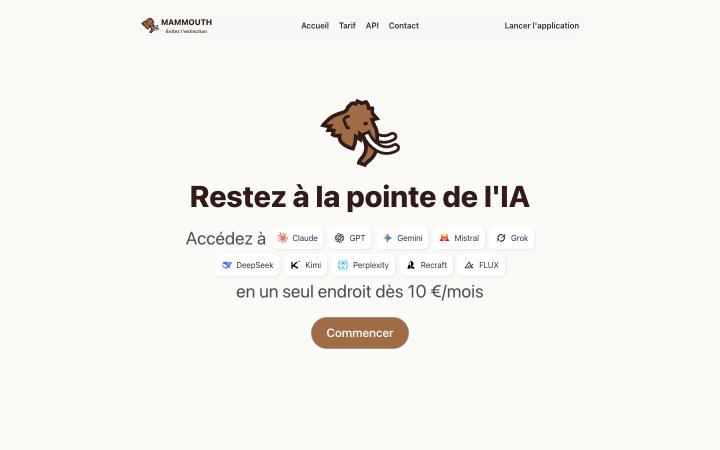 Aperçu du site de Mammouth