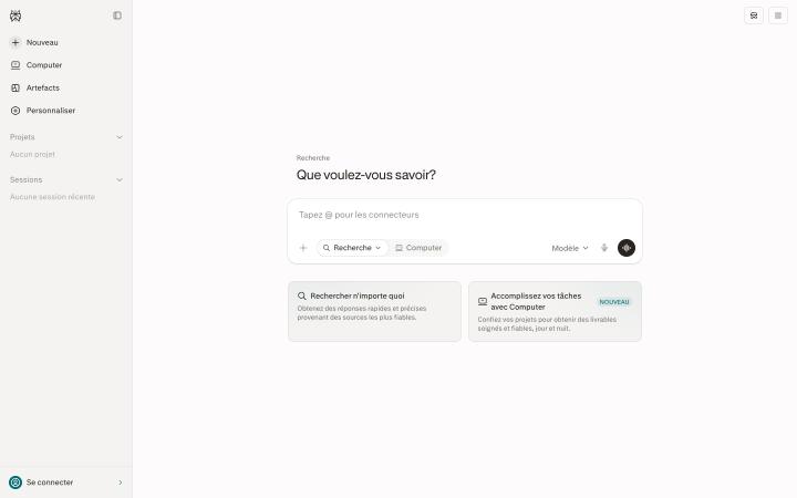 Aperçu du site de Perplexity